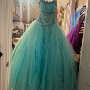 Mori Lee Aqua Blue Prom Dress